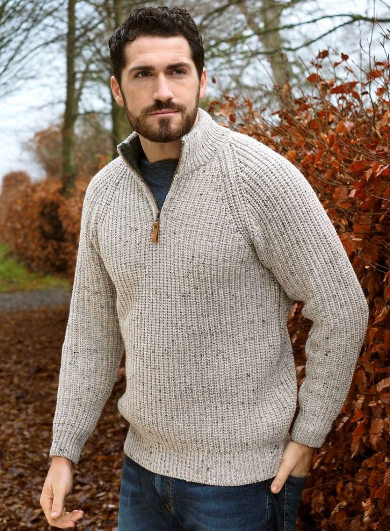 Spiddal Fisherman half Zip Wool Sweater