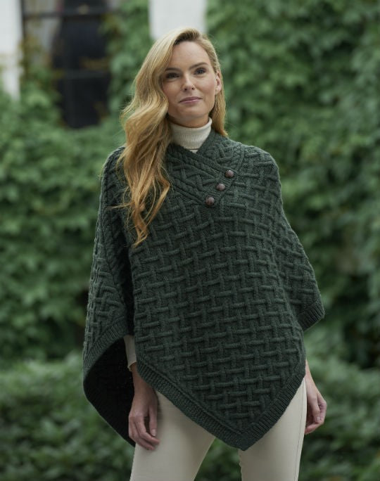 Green Connemara Cape in Super Soft Merino Wool