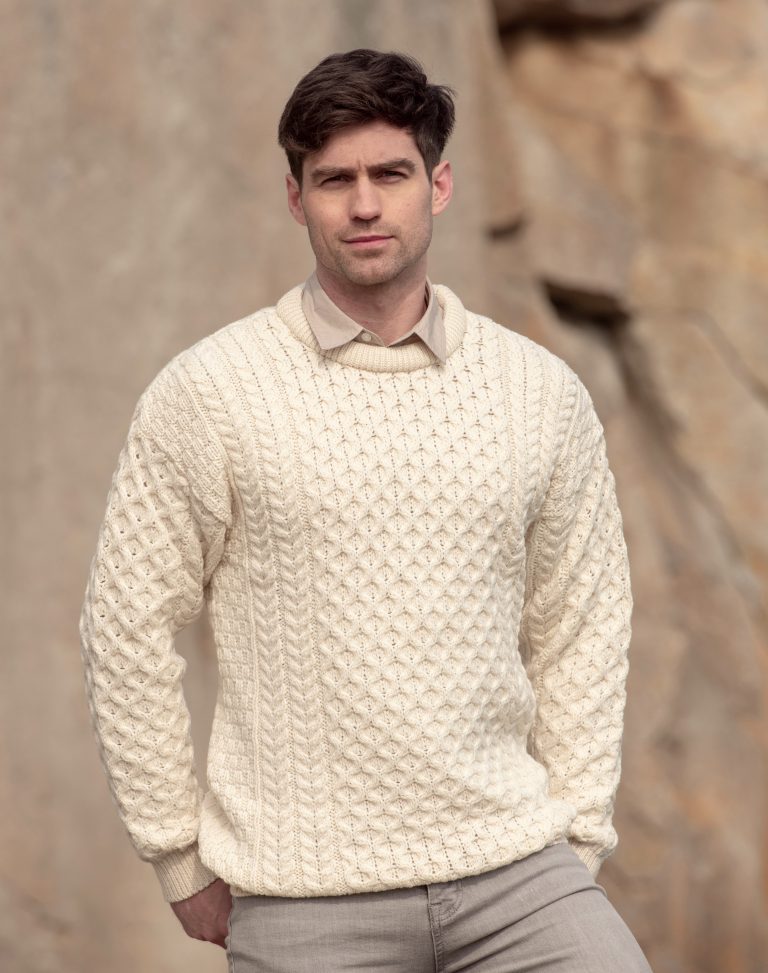 Original Irish Aran Fisherman Sweater Natural