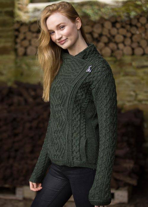 Irish Wool Cable Knit Cardigan Jacket