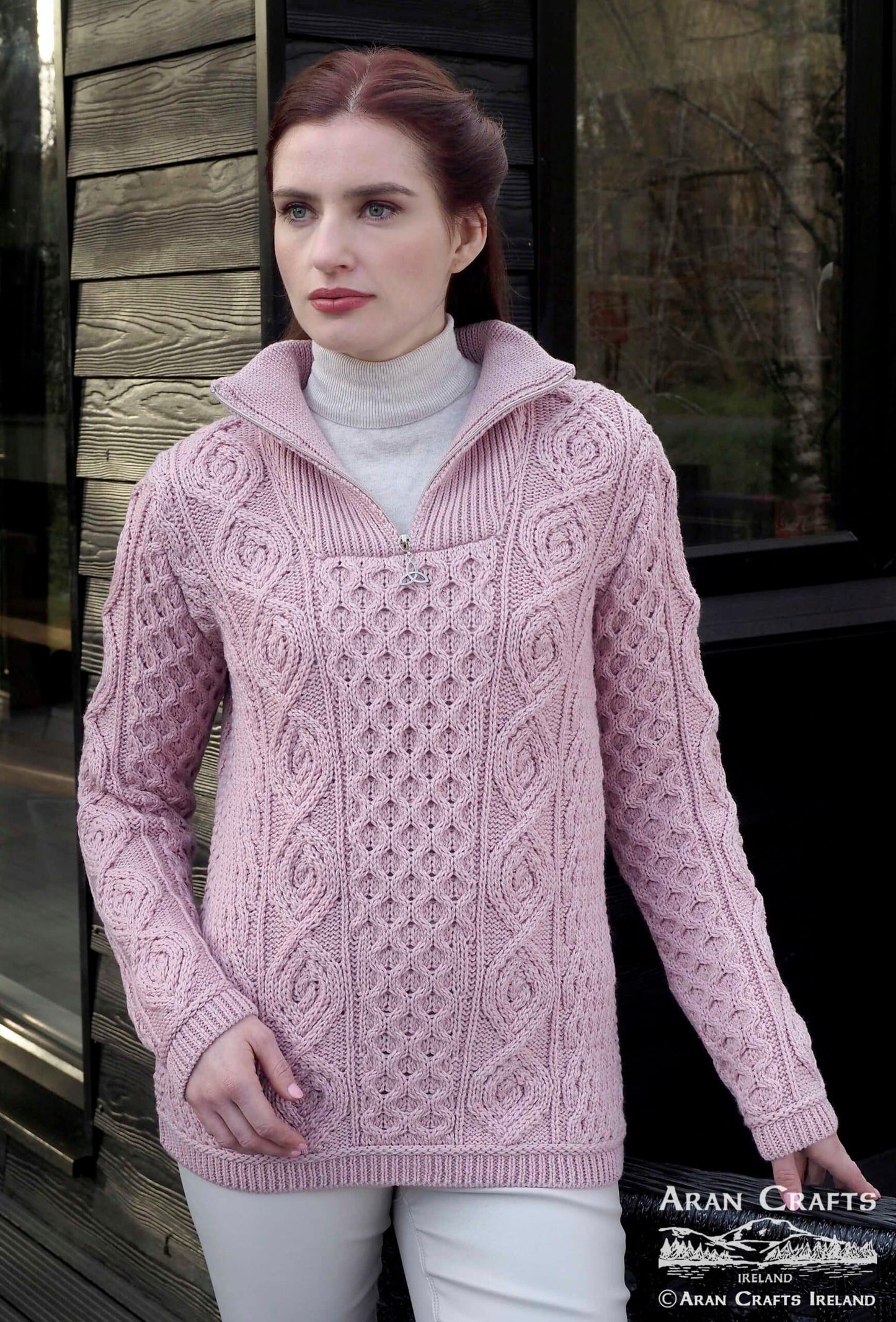 Irish Aran Sweater Pink